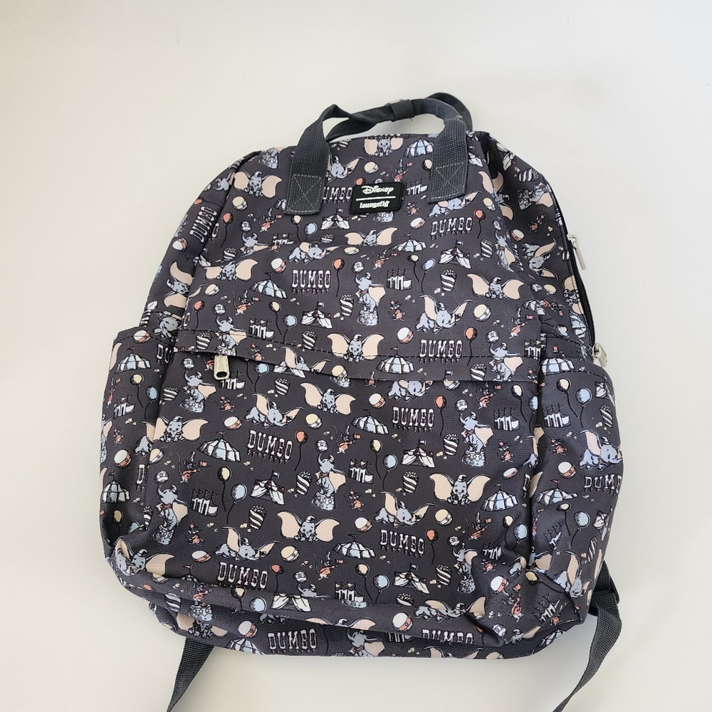 Disney Loungefly Dumbo  Canvas Backpack All Over Print Multi Pocket Bag
